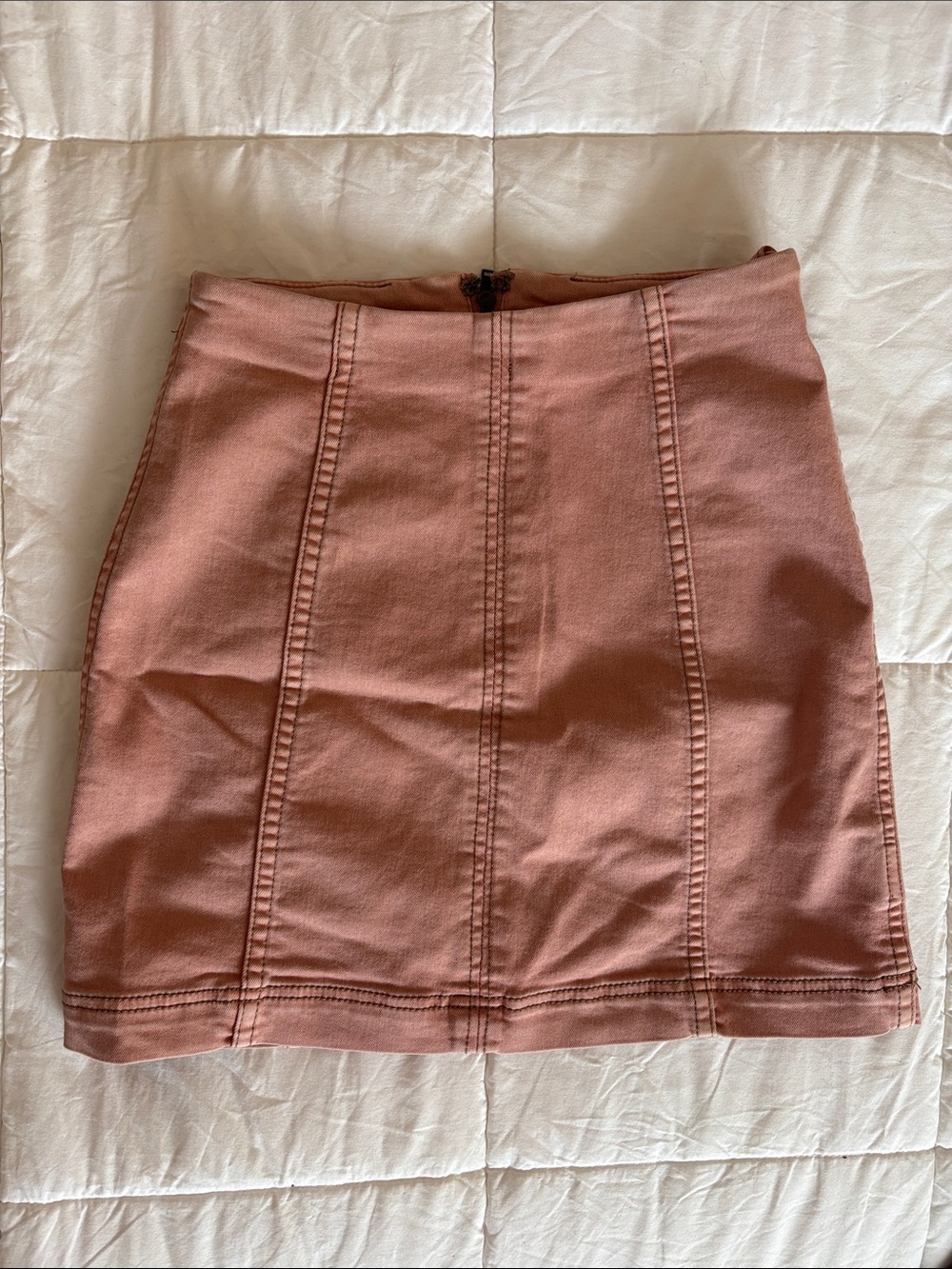 Free People Dusty Rose Denim Mini Skirt Coquette Y2K Office Siren